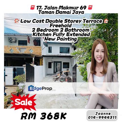 Low Cost Double Storey Terrace @ 17 Jalan Makmur 69, Taman Damai Jaya, Skudai, Johor. Skudai Baru, Industri Jaya, Selesa Jaya, Sutera, Mutiara Rini, Johor, Skudai