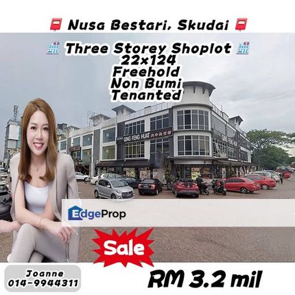3 Storey Shop @ Nusa Bestari, Skudai, Johor. Bandar Uda Utama, Sutera, Nusa Duta, Bukit Indah, Perling, Johor, 