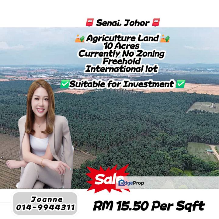 10 Acres Agriculture Land @ Senai, Johor, Near Senai Industry Park, Senai Airport, Johor, Senai