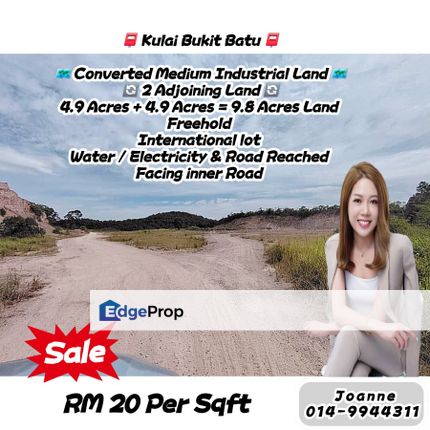 9.8 Acres (2 Adjoining) Converted Medium Industrial Land @ Bukit Batu, Kulai, Johor, Near Taman Gembira, Kelapa Sawit, Sedenak , Johor, Kulai