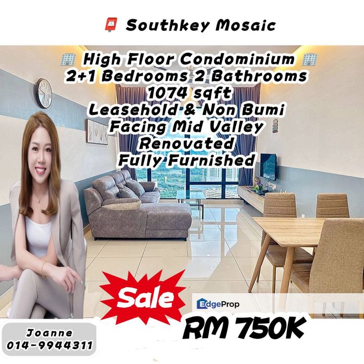 High Floor Condominium @ Southkey Mosaic, Jb Town, Facing Mid Valley, Near Taman Sentosa, Sri Tebrau, Pelangi, Melodies, Abad, Johor, Johor Bahru