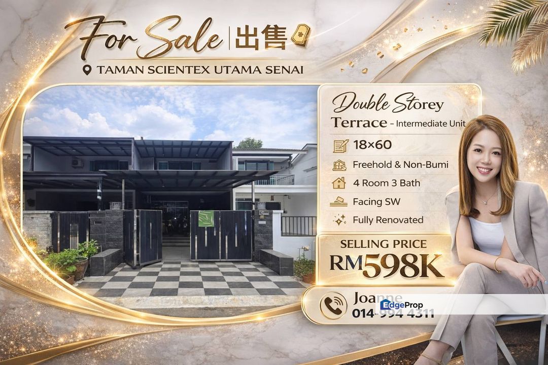 Double Storey Terrace House @ Taman Scientex Utama, Senai Johor. Near Taman Teknologi Johor, Johor, Senai