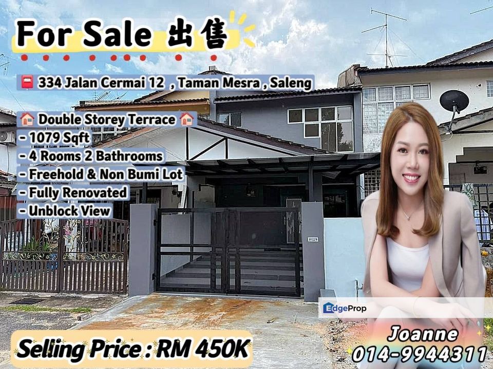 Double Storey Terrace House @ 334 Jalan Cermai 12, Taman Mesra, Saleng, Kulai Johor. Near Indahpura, Senai, Johor, Senai