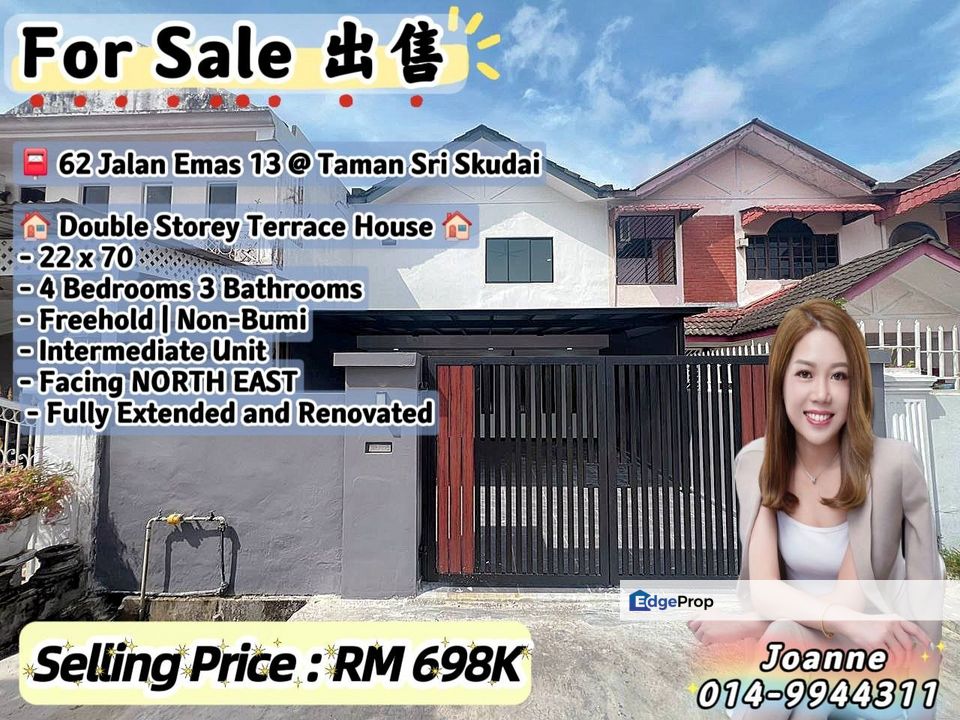 Double Storey Terrace House @ 62 Jalan Emas 13, Taman Sri Skudai, Skudai, Johor. Near Sutera, Tun Aminah, Bukit Indah, Johor, Skudai