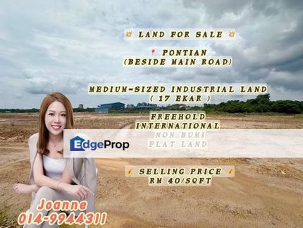 Pontian, Johor Medium Sized Industrial Land 17 ekar, Johor, Pontian