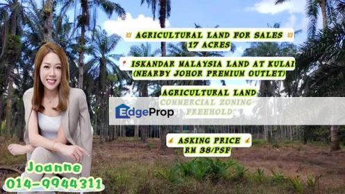 17 Acres Agricultural Land For Sale @ Kulai, Near Jpo, Senai, Johor., Johor, Kulai