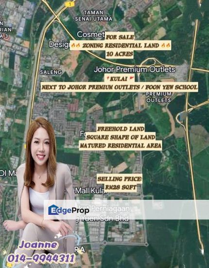 10 Acres Zoning Residential Land @ Kulai, Johor, Near Jpo, Foon Yew High School, Johor, Kulai