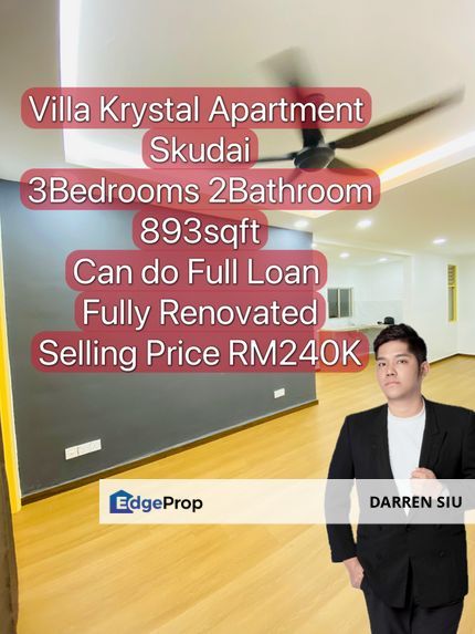 Full Loan / Skudai / Villa Krystal Apartment / Ful, Johor, Skudai