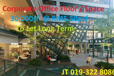 PJ Corporate Office Floor / Space 30,000sf  @ RM5.50psf For Rent Long Term.
