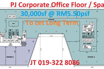 PJ Corporate Office Floor / Space 30,000sf  @ RM5.50psf For Rent Long Term.