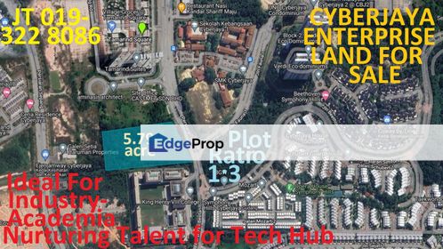 Cyberjaya Enterprise Land 5.79 Acre For Sale - For Industry-Academia JV Development, Selangor, Cyberjaya