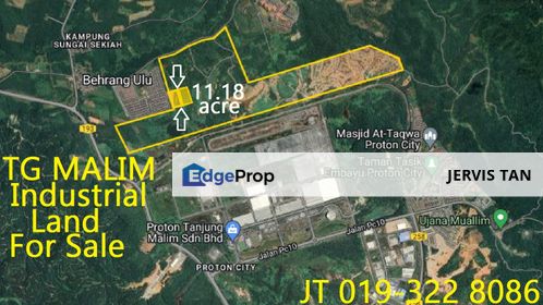 Tanjong Malim 2 Adjoining Light & Medium Industrial Land 11.18 Acre For Sale, Perak, Tanjung Malim