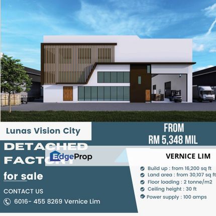 New 2 Storey Detached Factory, Lunas, Kedah, Lunas