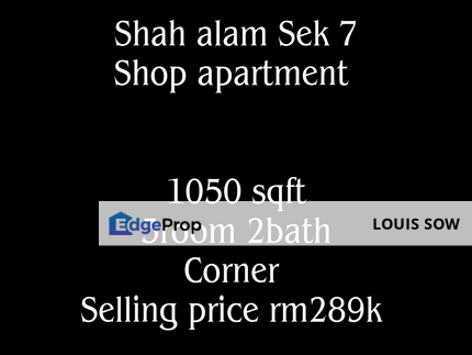 Shop apartment corner shah Alam sek 7.Uitm 5 min walking , Selangor, Shah Alam