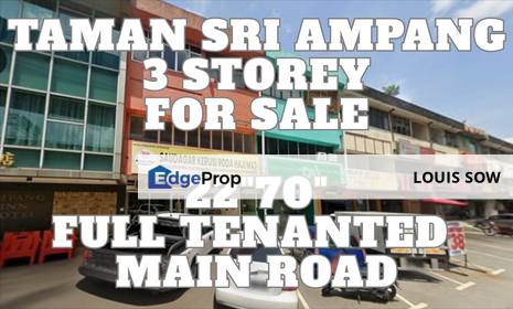 Taman Sri ampang 3 storey shop /full Tenanted/main road , Selangor, Ampang