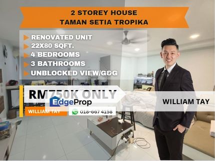 🔥[𝐅𝐨𝐫 𝗦𝗮𝗹𝗲]🔥𝟮 𝗦𝘁𝗼𝗿𝗲𝘆 𝗛𝗼𝘂𝘀𝗲|𝗧𝗮𝗺𝗮𝗻 𝗦𝗲𝘁𝗶𝗮 𝗧𝗿𝗼𝗽𝗶𝗸𝗮📌𝐑𝗠𝟳𝟱𝟬𝗞‼️, Johor, Setia Tropika