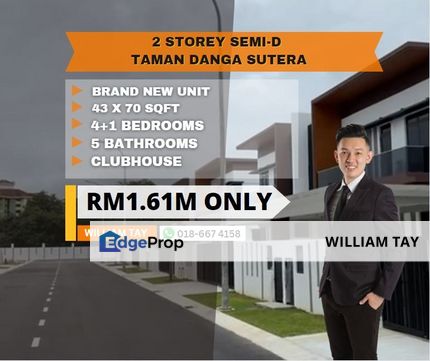 🔥[𝐅𝐨𝐫 𝐒𝐚𝐥𝐞]🔥𝟮 𝗦𝘁𝗼𝗿𝗲𝘆 𝗦𝗲𝗺𝗶-𝗗 |️ 𝗧𝗮𝗺𝗮𝗻 𝗗𝗮𝗻𝗴𝗮 𝗦𝘂𝘁𝗲𝗿𝗮📌𝐑𝗠𝟭.𝟲𝟭𝗠‼️, Johor, Skudai