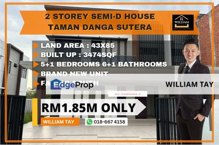 2 Storey Semi D  ▪️Land Area : 43x85 ▪️Built up : 3474sqf ▪️5+1 bedrooms  6+1 bathrooms  ▪️Brand new unit  ▪️Facing South  💰 𝐒𝐞𝐥𝐥𝐢𝐧𝐠 𝐏𝐫𝐢𝐜, Johor, Skudai