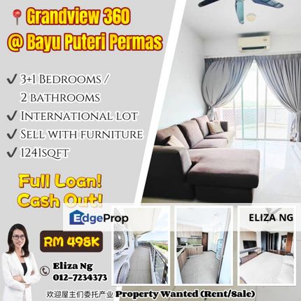 JB Town Permas Jaya Grandview 360 full loan cash out apartment for Sale, Johor, Johor Bahru