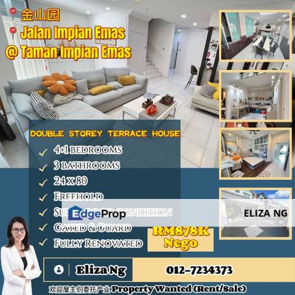 Skudai Impian Emas Fully Renovated 24*80 Double Storey Superlink for Sale, Johor, Skudai