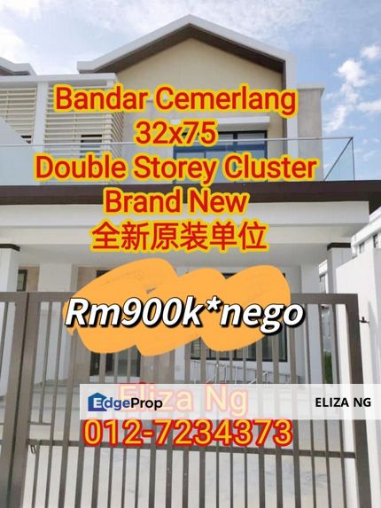 Ulu Tiram Bandar Cemerlang facing Northeast Brand new original unit 32*75 Double Storey Cluster for Sale, Johor, Ulu Tiram