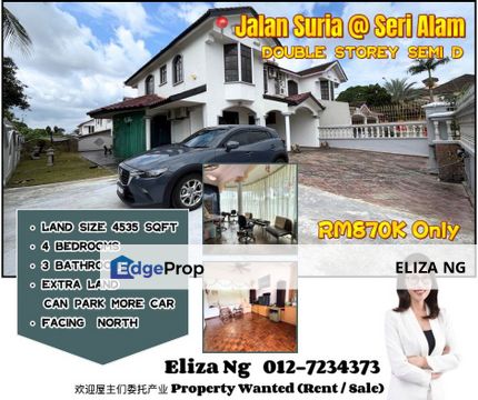 Masai Seri Alam Jalan Suria big land Corner lot Double Storey Semi D For Sale, Johor, Masai