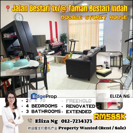 Ulu Tiram Bestari Indah 1x Fully extended Renovated 20*70 Double Storey for sale, Johor, Ulu Tiram