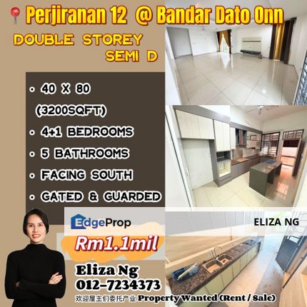 Bandar Dato Onn Perjiranan 12 Low Downpayment Semi D for Sale, Johor, Johor Bahru