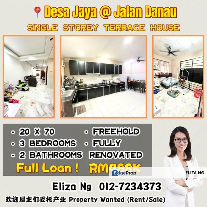 Desa Jaya Jalan Danau Fully loan! Fully Renovated Single Storey 20*70 For Sale, Johor, Johor Bahru