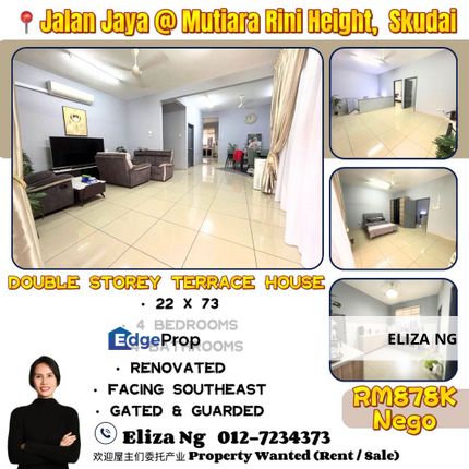 Skudai Mutiara Rini Heights Jalan Jaya Renovated Double Storey for Sale, Johor, Skudai