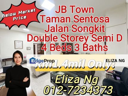 Jb town Taman Sentosa Jalan Songkit Good Condition Double Storey Semi D for Sale, Johor, Johor Bahru