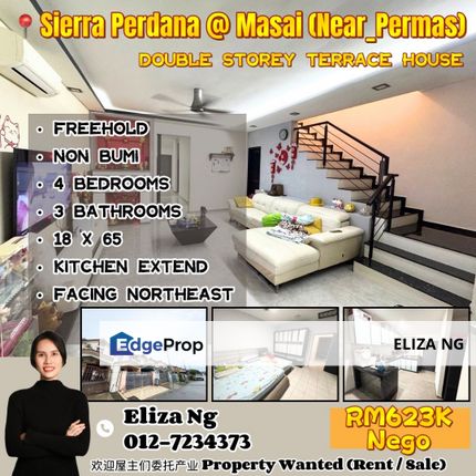 Masai Sierra Perdana Renovated Fully Extended 18*65 Double Storey for Sale, Johor, Masai