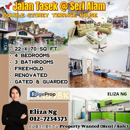 Masai Seri Alam Jalan Tasek Renovated 22*70 Double Storey for Sale, Johor, Masai