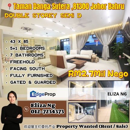 Skudai Danga Sutera Fully Renovated Furnished Double Storey Semi D for Sale , Johor, Skudai