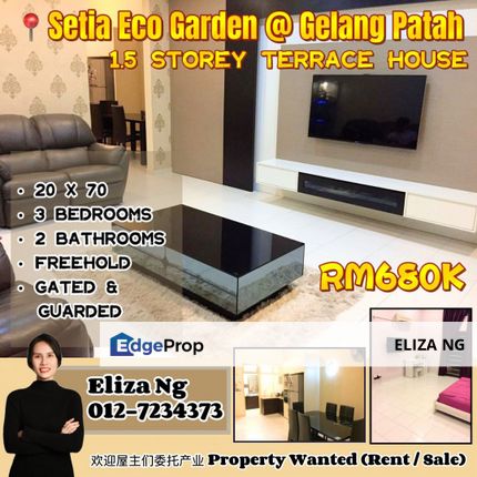 Gelang Patah Setia Eco Garden Fully furnished Move in Condition 1.5 Storey for Sale, Johor, Gelang Patah