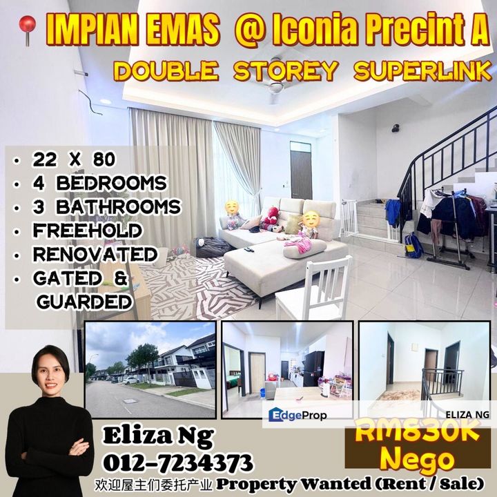 Skudai Impian Emas Taman Ikonik Renovated Double Storey Superlink for Sale 22*80, Johor, Skudai