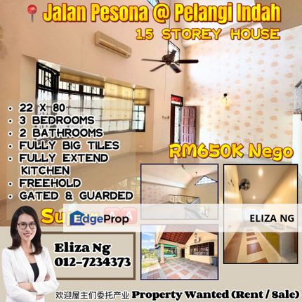 Ulu Tiram Pelangi Indah Jalan Pesona low downpayment Fully Renovated 1.5 Storey For Sale , Johor, Ulu Tiram