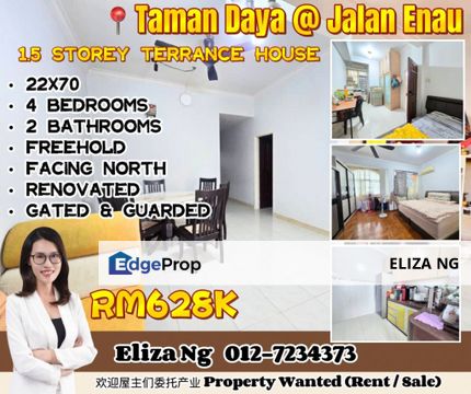 Taman Daya Jalan Enau Renovated 1.5 Storey Terrace House , Johor, Johor Bahru