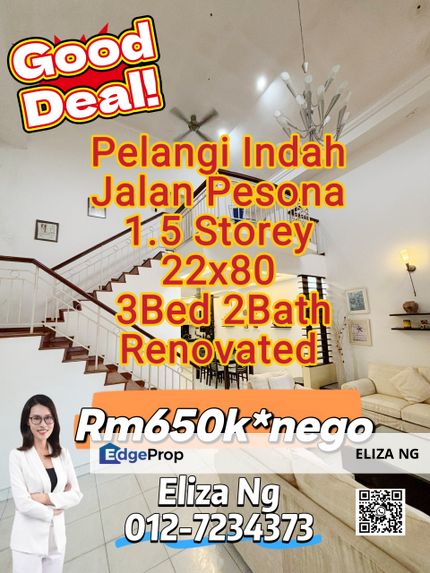 Ulu Tiram Pelangi Indah Jalan Pesona Renovated Extended 1.5 Storey for Sale 22*80, Johor, Ulu Tiram