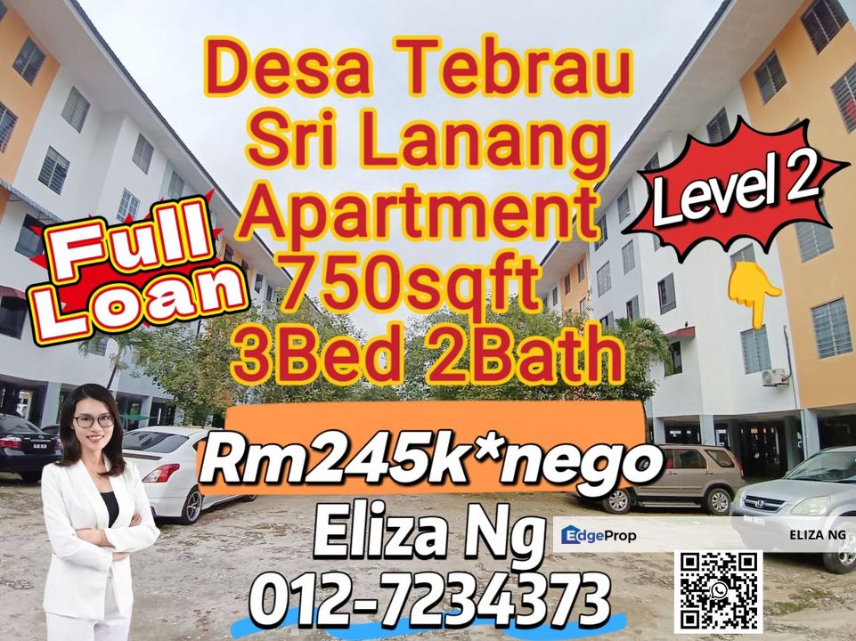 Desa Tebrau Sri Lanang Level 2 Flat Full loan for Sale, Johor, Johor Bahru