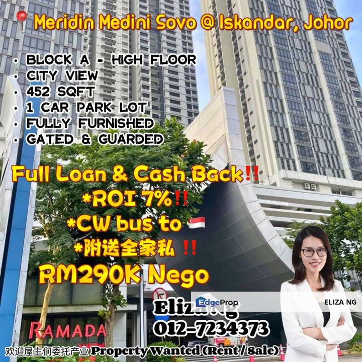 Iskandar Puteri Legoland CW bus Meridin Medini Sovo Full loan Cash out fully furnished for Sale, Johor, Nusajaya