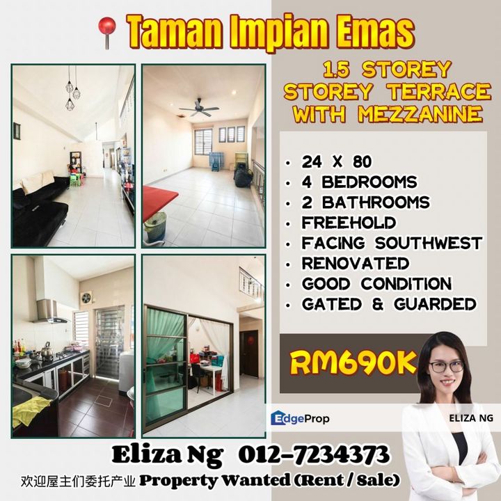 Skudai Impian Emas renovated Good Condition 1.5 Storey Superlink for Sale 24*80, Johor, Skudai