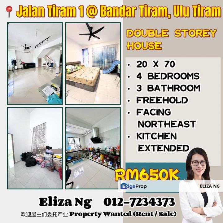 Ulu Tiram Jalan Tiram 1 Fully Extended Double Storey for Sale 20*70, Johor, Ulu Tiram