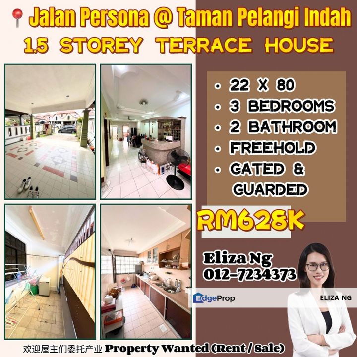 Taman Pelangi Indah Jalan Persona Full loan  Renovated 1.5 Storey Superlink for Sale 22*80, Johor, Ulu Tiram
