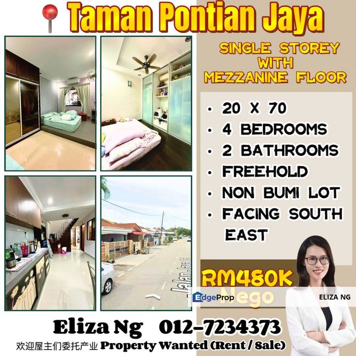 Taman Pontian Jaya Renovated Single Storey for Sale 20*70 , Johor, Pontian