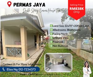 Permas Jaya Corner 20 feet Unblock View Double Storey for Sale for Sale ...