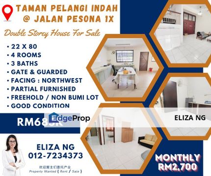 Ulu Tiram Pelangi Indah Jalan Pesona Good Condition Renovated Double Storey Superlink for Sale, Johor, Ulu Tiram