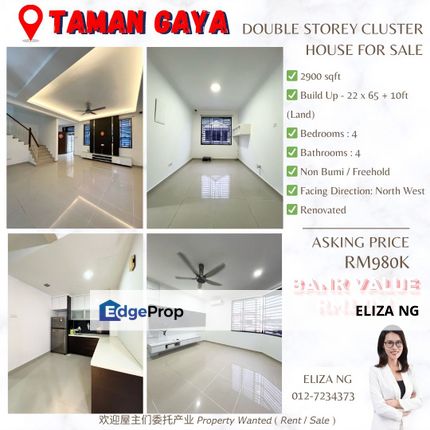 Ulu Tiram Taman Gaya Jalan Sasa Renovated Double Storey Cluster for Sale , Johor, Ulu Tiram