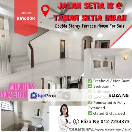 Taman Setia Indah 12 Lowest Price Fully Renovated Double Storey for Sale , Johor, Johor Bahru
