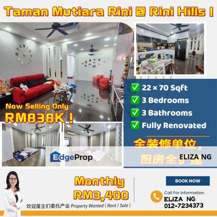 Skudai Mutiara Rini Hills 2 Fully Renovated Extended Double Storey for Sale , Johor, Skudai